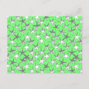 Silver stars, on lime green postcard