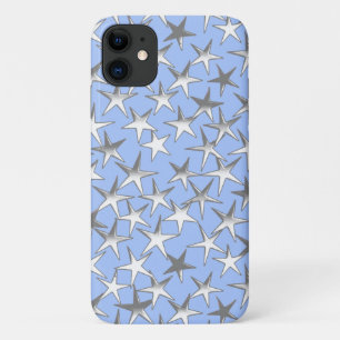 Silver stars, on pale blue iPhone 11 case
