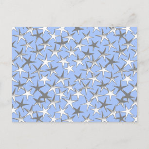 Silver stars, on pale blue postcard