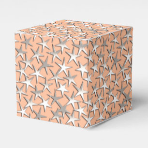 Silver stars on peach pink favour box