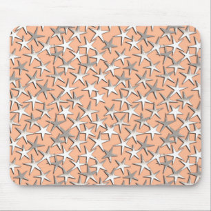 Silver stars on peach pink mouse mat