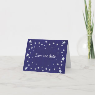 Silver Stars on Royal Navy Blue Save - Date Cards