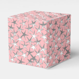 Silver stars, on shell pink favour box