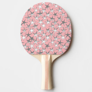 Silver stars, on shell pink ping pong paddle