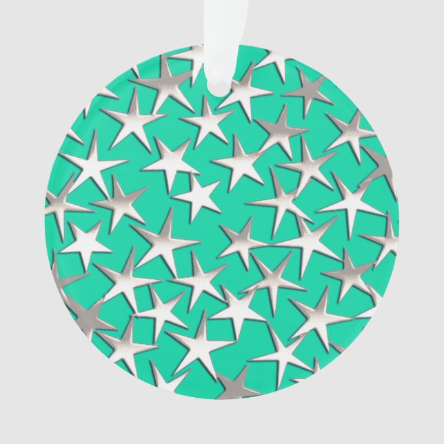 Silver stars on turquoise ornament (Front)