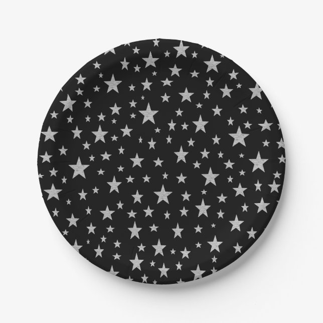 Silver Stars Paper Plates (Front)