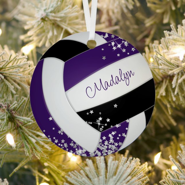 silver stars purple black volleyball team gifts metal tree decoration (Insitu)