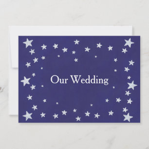 Silver Stars Royal Navy Blue Wedding Invitations