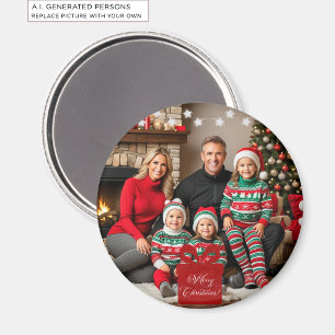 Silver Stars Special Christmas Family Photo Magnet