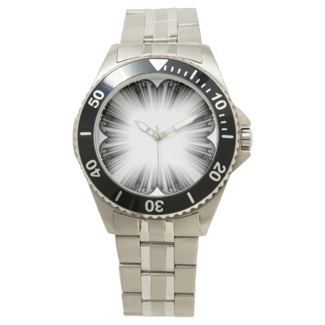 Silver Steel Abstract Radial Dial Watch  (Front)