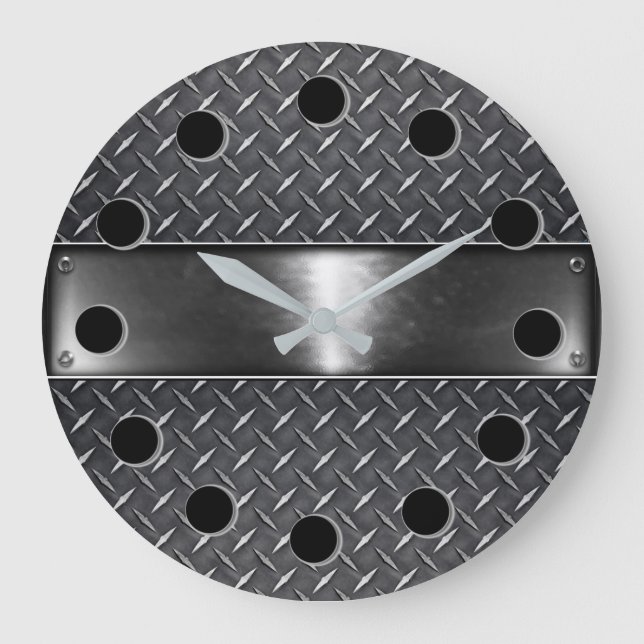 Silver Steel Round Wall Clock (Front)