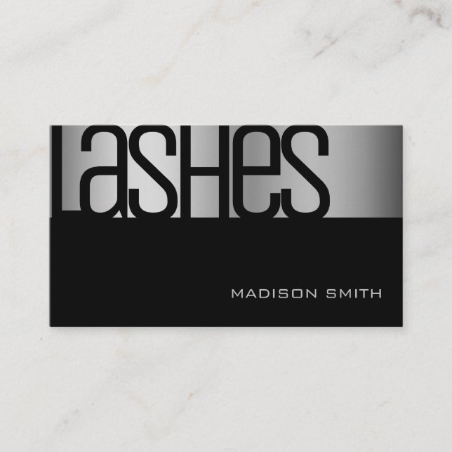 Silver Steel Stylish Glam Luxury Elegant Beauty Business Card (Front)