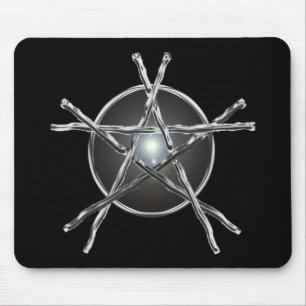 Silver Sticks Pentagram Mousepad