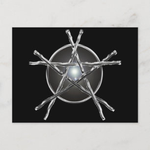 Silver Sticks Pentagram Postcard
