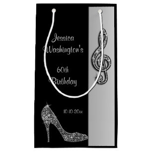 Silver Stiletto & Treble Cleft 60th Birthday Small Gift Bag