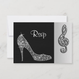 Silver Stiletto & Treble Cleft RSVP Card