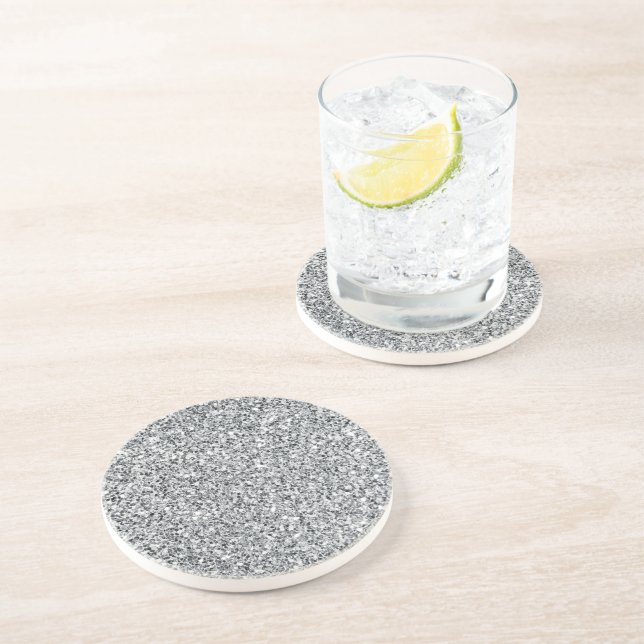 Silver Stone Gary Gold Marble Purple Glitter Coaster (Side)