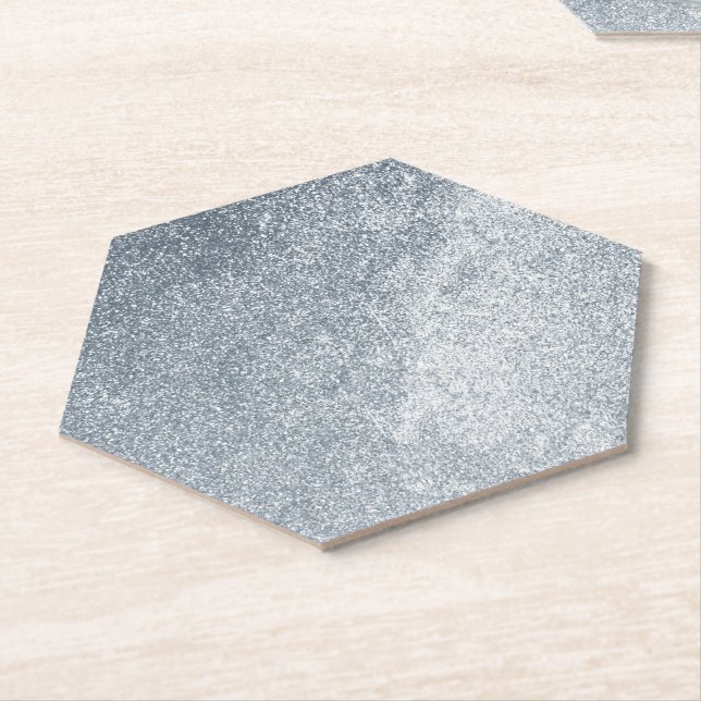 Silver Stone Gary Gold Marble Purple Glitter Paper Coaster (Angled)