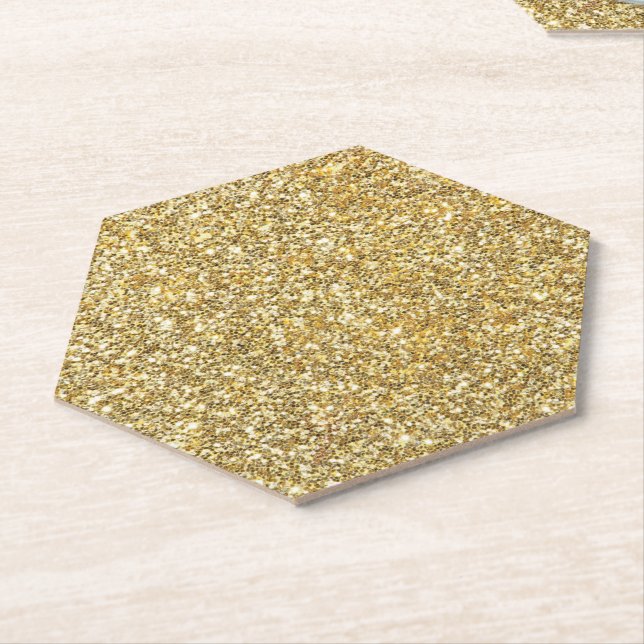 Silver Stone Gary Gold Marble Purple Glitter Paper Coaster (Angled)