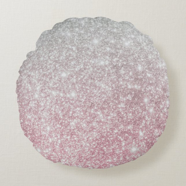 Silver Stone Gary Gold Marble Purple Glitter Round Cushion (Front)