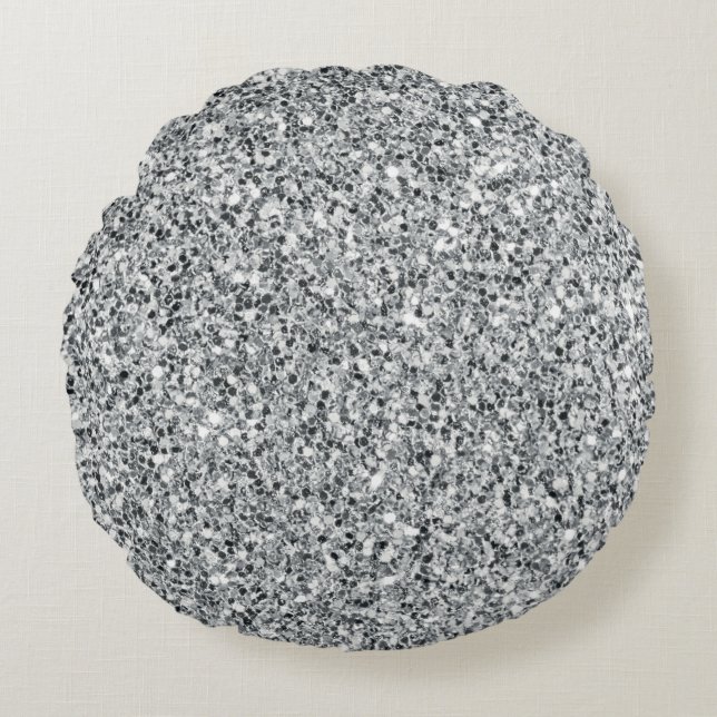 Silver Stone Gary Gold Marble Purple Glitter Round Cushion (Front)