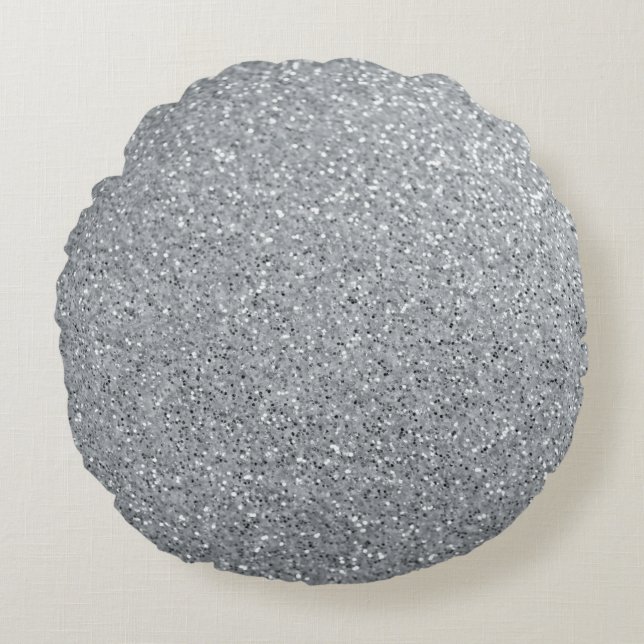 Silver Stone Gary Gold Marble Purple Glitter Round Cushion (Front)