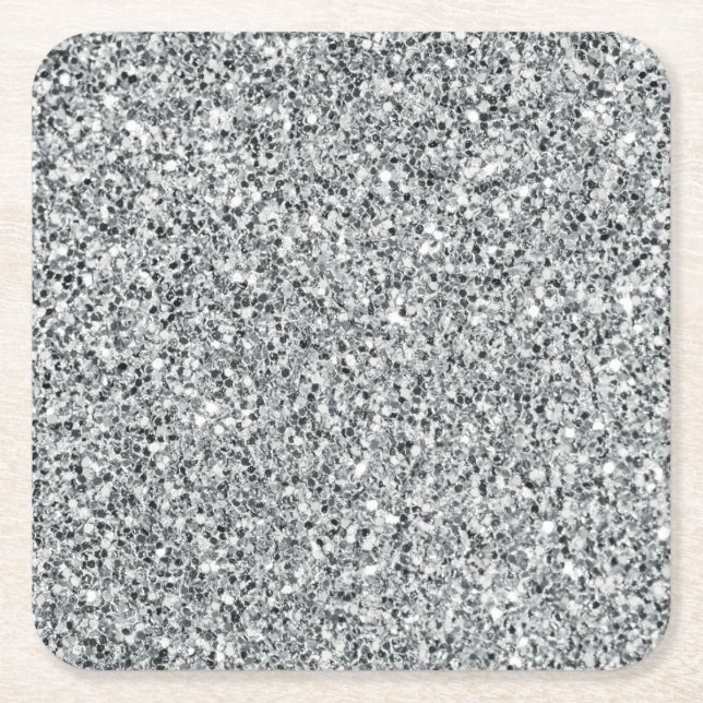 Silver Stone Gary Gold Marble Purple Glitter Square Paper Coaster (Front)