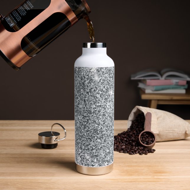 Silver Stone Gary Gold Marble Purple Glitter Water Bottle (Coffee)