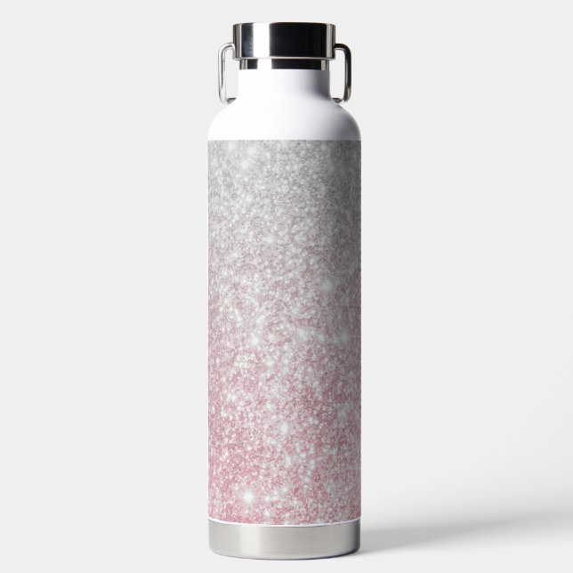 Silver Stone Gary Gold Marble Purple Glitter Water Bottle (Front)