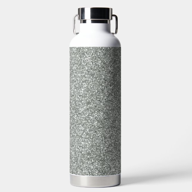 Silver Stone Gary Gold Marble Purple Glitter Water Bottle (Front)