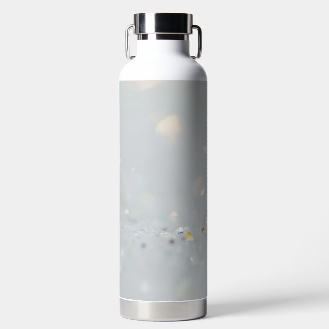 Silver Stone Gary Gold Marble Purple Glitter Water Bottle (Front)