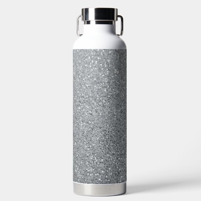 Silver Stone Gary Gold Marble Purple Glitter Water Bottle (Front)