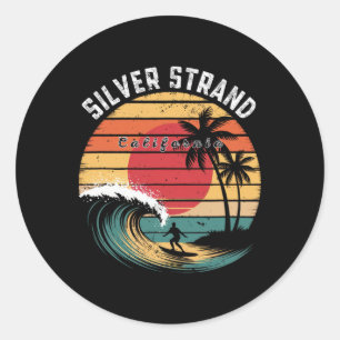 Silver Strand Beach California Beach Surfing Classic Round Sticker