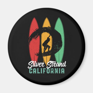Silver Strand California Beach Retro Surfing Magnet