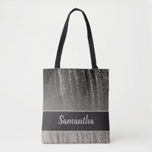 Silver Streaks Metallic Stripe Pattern Modern Tote Bag
