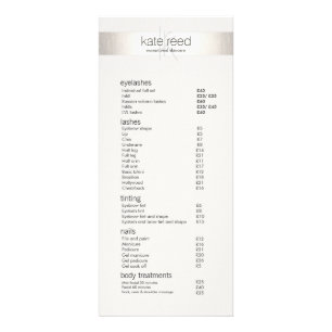 Silver Stripe Monogram Salon Spa Price List Menu