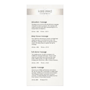 Silver Stripe Monogram Salon Spa Service Menu