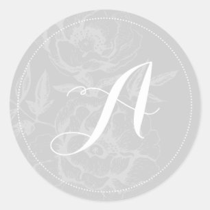 Silver Stripe Monogram Wedding Stickers
