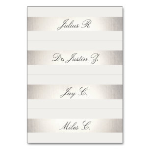 Silver Striped Multiple Name Tag Wedding Table Number