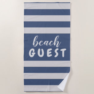 Silver Stripes Custom Text Beach GUEST Towel