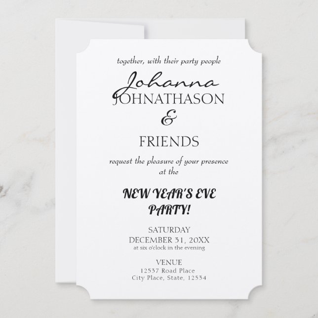 Silver Stripes Funny Custom New Year's Eve Invitation (Front)