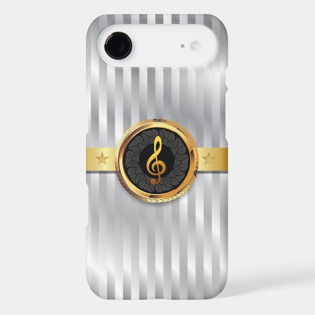 Silver Stripes Gold Music Symbol iPhone 5 Case (Back)