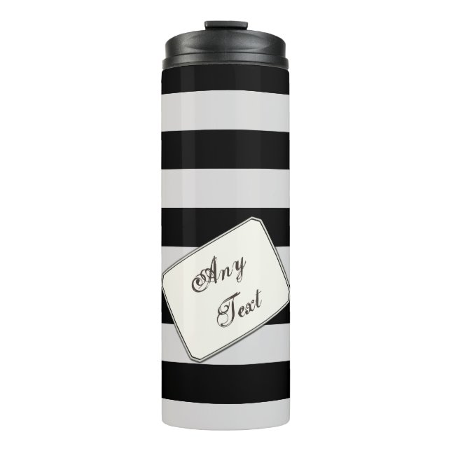 Silver Stripes on any Colour any Text Thermal Tumbler (Front)