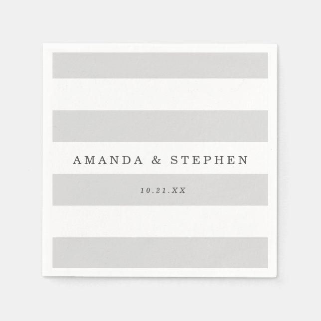 Silver Stripes Wedding Napkin (Front)