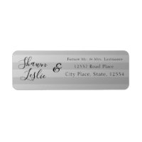 Silver Stripes Wedding Return Address Label