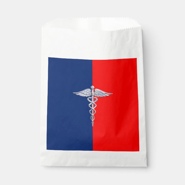 Silver Style Caduceus Medical Symbol League Favour Bags (Front)