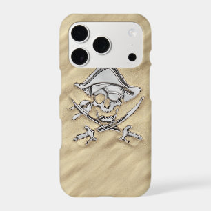 Silver Style Pirate Skull on the Beach