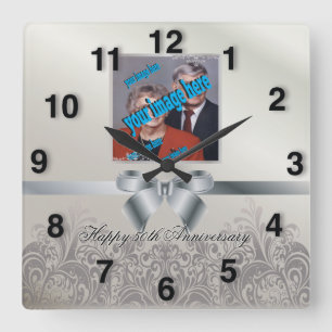  Silver Stylish 🕰️ 25th Anniversary Special Square Wall Clock