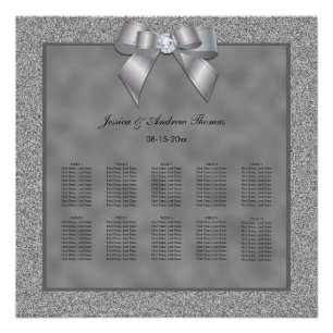 Silver & Stylish Glitter Wedding Seating Chart