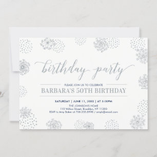 Silver Stylish Modern 50th Adult Birthday Party Invitation